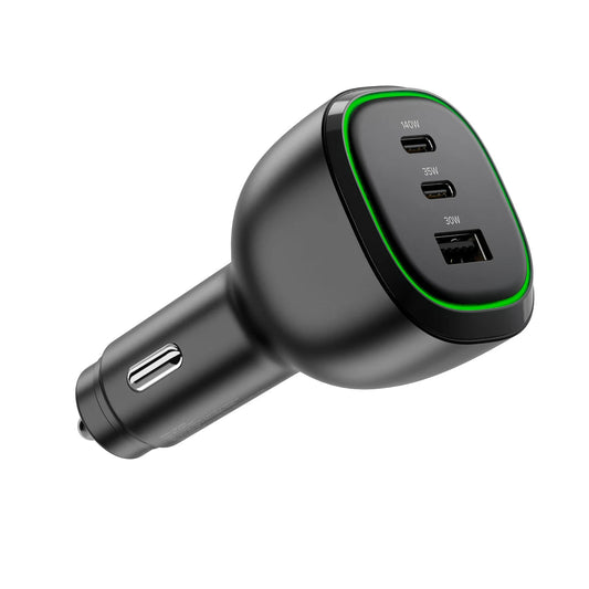Alogic Car Charger 3 Port Rapid Charge 165W 2x USB-C 140W & 35W 1x USB-A  30W Includes USB-C to USB-C 3fr 240W PD Cable - Black - product image 2 of 5