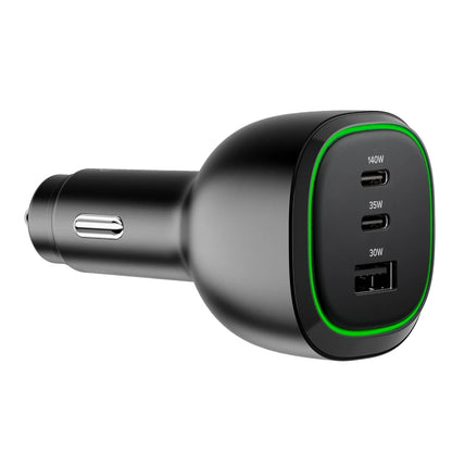 Alogic Car Charger 3 Port Rapid Charge 165W 2x USB-C 140W & 35W 1x USB-A  30W Includes USB-C to USB-C 3fr 240W PD Cable - Black - product image 3 of 5