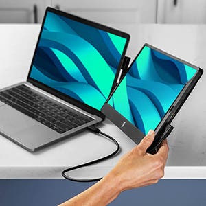 SideTrak Laptop Monitor 14in Swivel Portable Monitor Rotate 360 Deg Attach to Laptop Kickstand HDMI & USB-C Cables PC/MAC/Chrome BIL - Black - product image 1 of 5