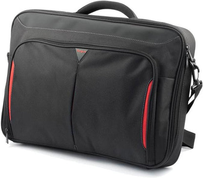 Targus Laptop Bag 17-18in Clamshell Case with Shoulder Strap - Black with Red Trim