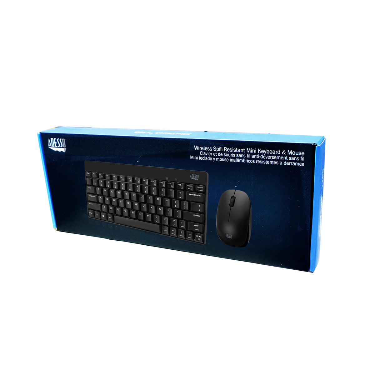 Adesso Adesso Keyboad & Mouse Mini Combo Wireless Spill Resistant Advanced Optical Sensor PC/Mac - Black