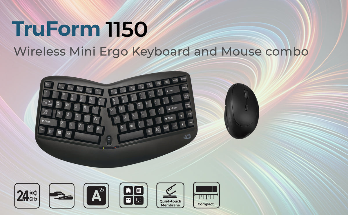Adesso Wireless Mini Ergo Keyboard and Mouse combo
