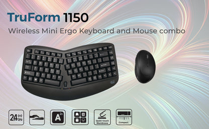 Adesso Wireless Mini Ergo Keyboard and Mouse combo