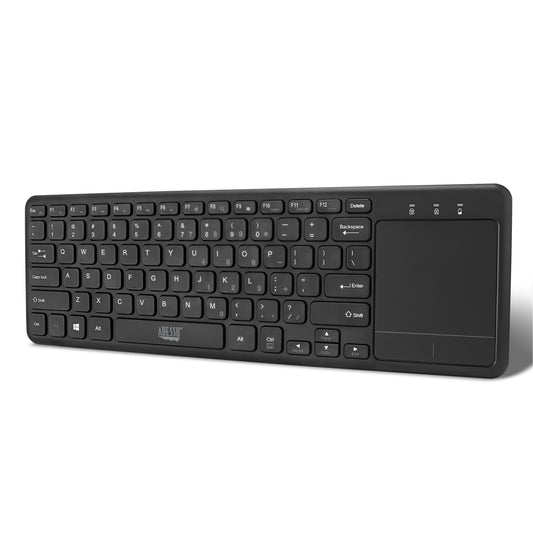 Adesso Adesso Keyboard Wireless Mini with Built-in Multi-Gesture Touchpad Ultra Slim PC/Mac - Black