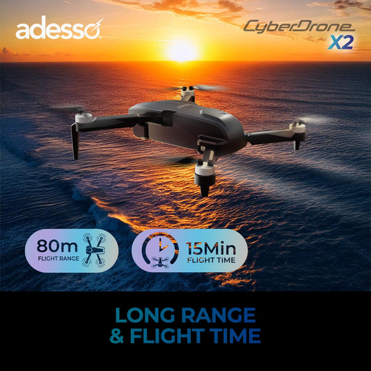 Adesso Adesso CyberDrone X2 1080P FPV Camera with Gimbal 2.4Ghz+Wifi Remote with Mobile Phone Holder 80 Meter Range