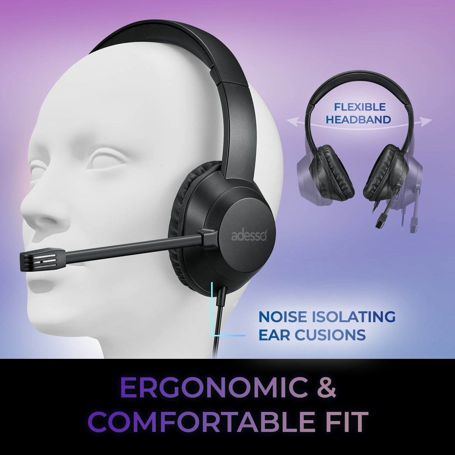 Adesso Headset Wired Xtream P7 with Copilot AI Controls USB-C/USB-A - product image 4 of 5
