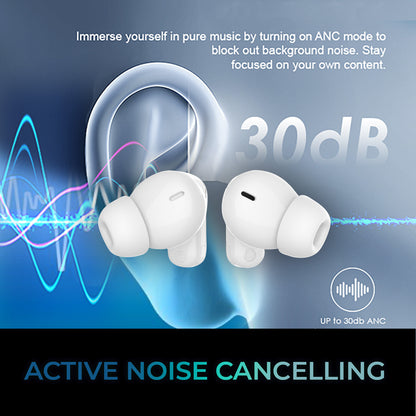 Adesso Earbuds Bluetooth with ANC and Mic Wireless Charging with Case 7Hr Playtime - White - product image 2 of 5