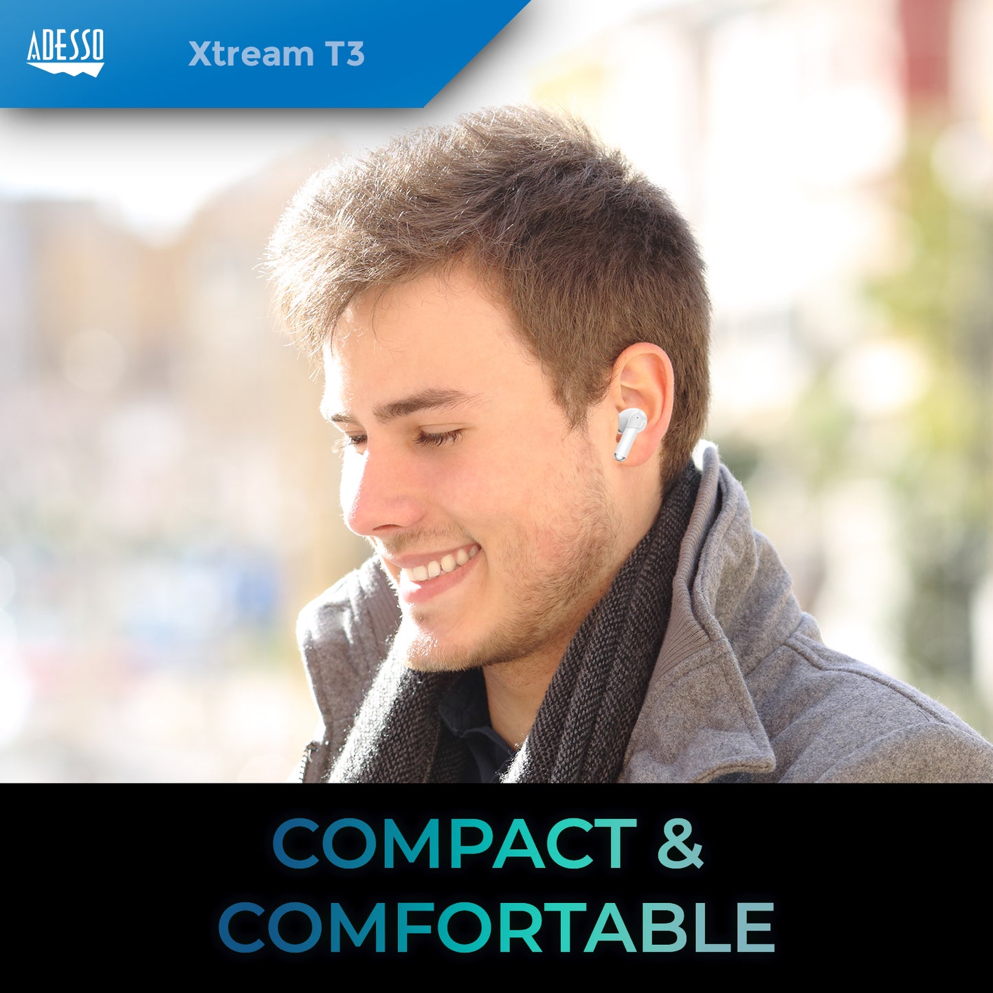 Adesso Earbuds Bluetooth with ANC and Mic Wireless Charging with Case 7Hr Playtime - White - product image 4 of 5