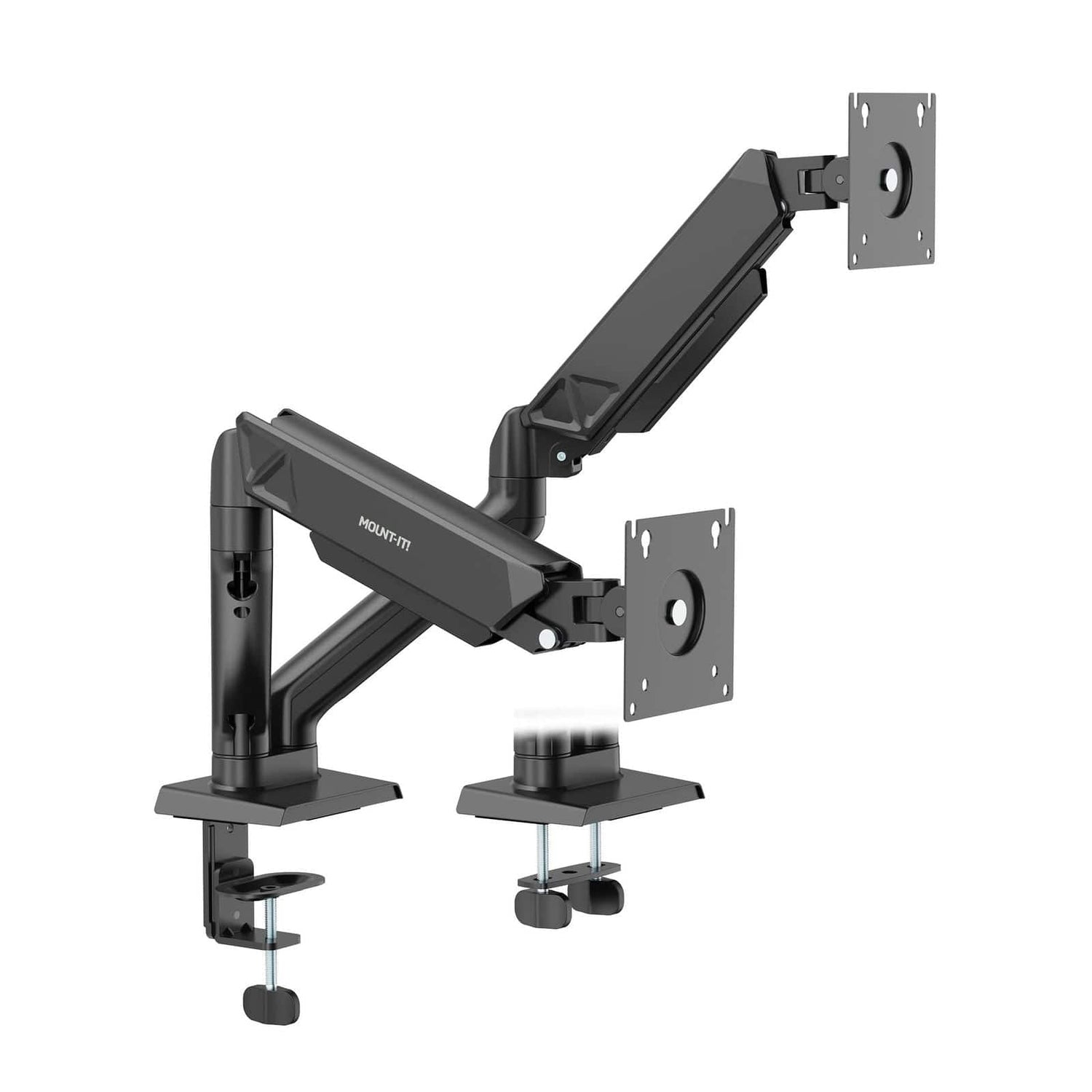 Mount-It! Mount-It! Dual Monitor Desk Stand up to 24 In 22 lbs Heavy Duty Steel Tilt Swivel Rotate - Black