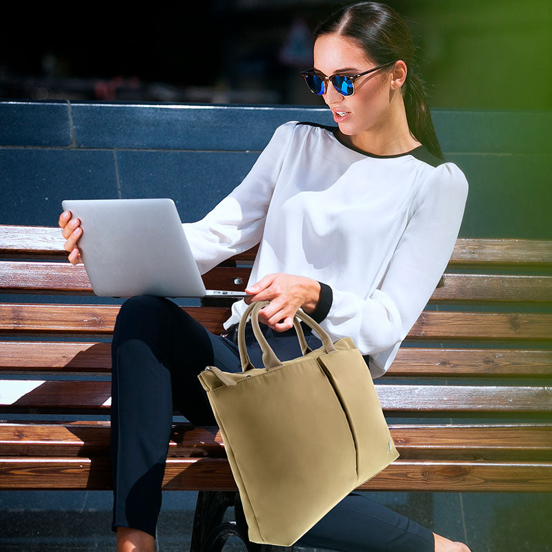 Klipxtreme Klipxtreme Laptop Ladies Bag 15.6in Amalfi Top Load with Tablet Compartment Premium Quality Twill Nylon - Beige