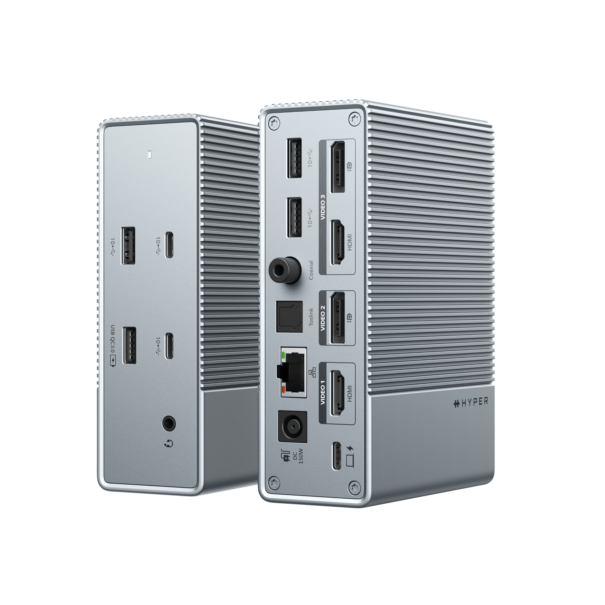 Hyper Hyper Docking Station USB-C Universal HyperDrive GEN2 6 Port 100watt Power Delivery 4K Video - Silver (UPC: