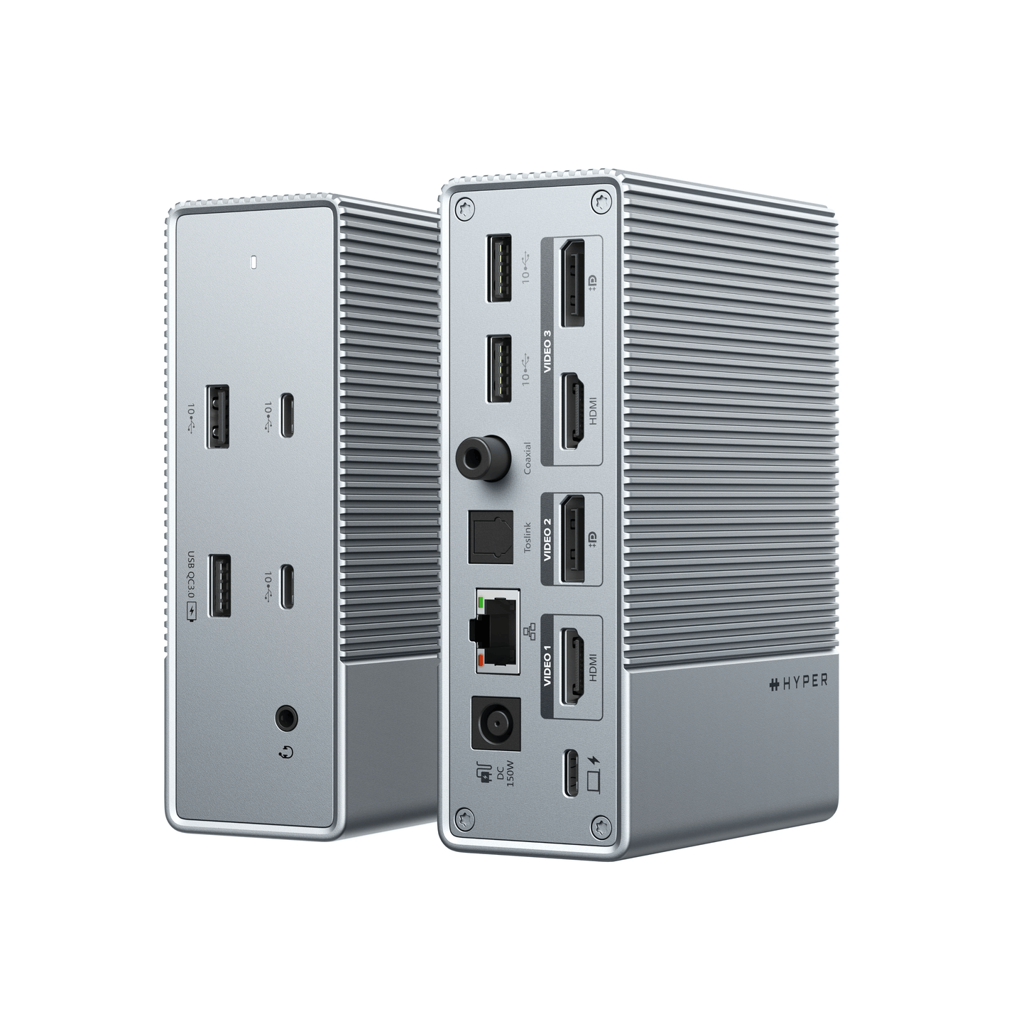 Hyper Hyper Docking Station USB-C Universal HyperDrive GEN2 14 Port Thunderbolt 3 8K & 4K Video - Silver