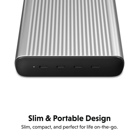 Hyper Hyper Desktop Charger HyperJuice 245W GaN - 4x 100W USB-C Power Delivery Ports Simultaneously Charge 4 Laptops/Mobile D