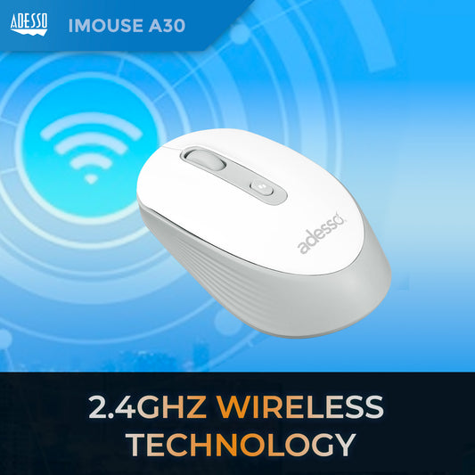 Adesso Mouse Wireless A30W 4 Buttons up to 1200dpi with AI CoPilot Shortcut Button PC/Mac - White - product image 2 of 5