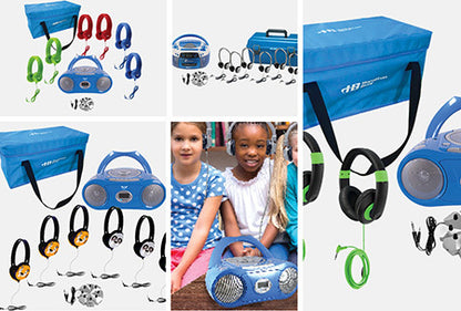 HamiltonBuhl Listening Centre Bluetooth Boombox with Over Ear 6 Headphones with Case - product image 1 of 5