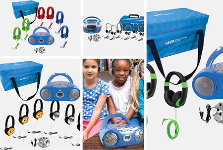 HamiltonBuhl Listening Centre Bluetooth Boombox with Over Ear 6 Headphones with Case - product image 1 of 5