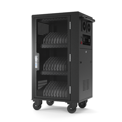 Luxor Charging Cart Steel 30 USB-C Up to 15in Laptops Rolling Acrylic Locked Door Steel Construction Dual Air Fans Front USB-C Ports - Black - product image 1 of 5