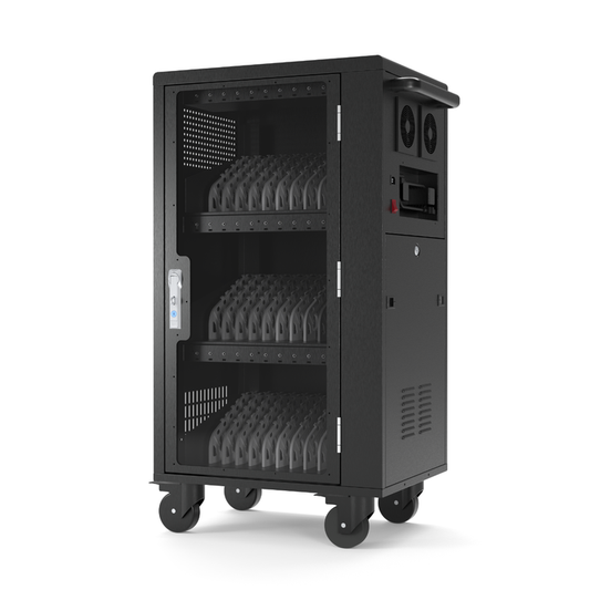 Luxor Charging Cart Steel 30 USB-C Up to 15in Laptops Rolling Acrylic Locked Door Steel Construction Dual Air Fans Front USB-C Ports - Black - product image 1 of 5