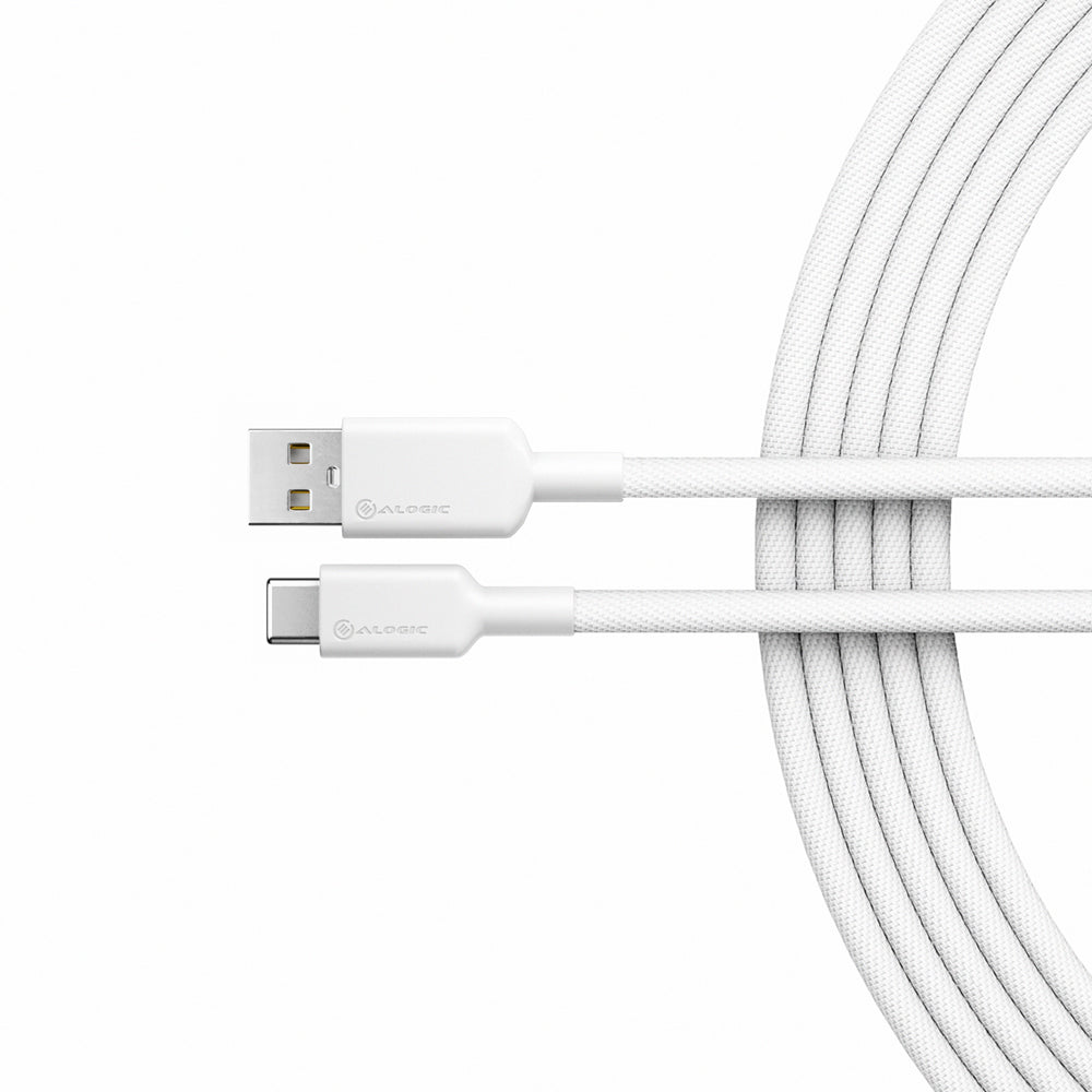 Alogic Charge & Sync USB-C to USB-A Double Braided Extremely Strong Cable 3ft Elements Pro 480Mbps - White - product image 3 of 5