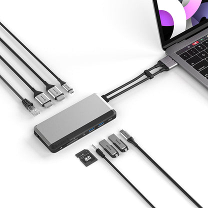 Alogic Docking Station USB-C 10-in-1 Super Dock Dual Monitor 4K Ultra HD 60Hz 2x 4K HDMI Magnetic Connectors Power Delivery 100W - Space Grey - product image 4 of 5