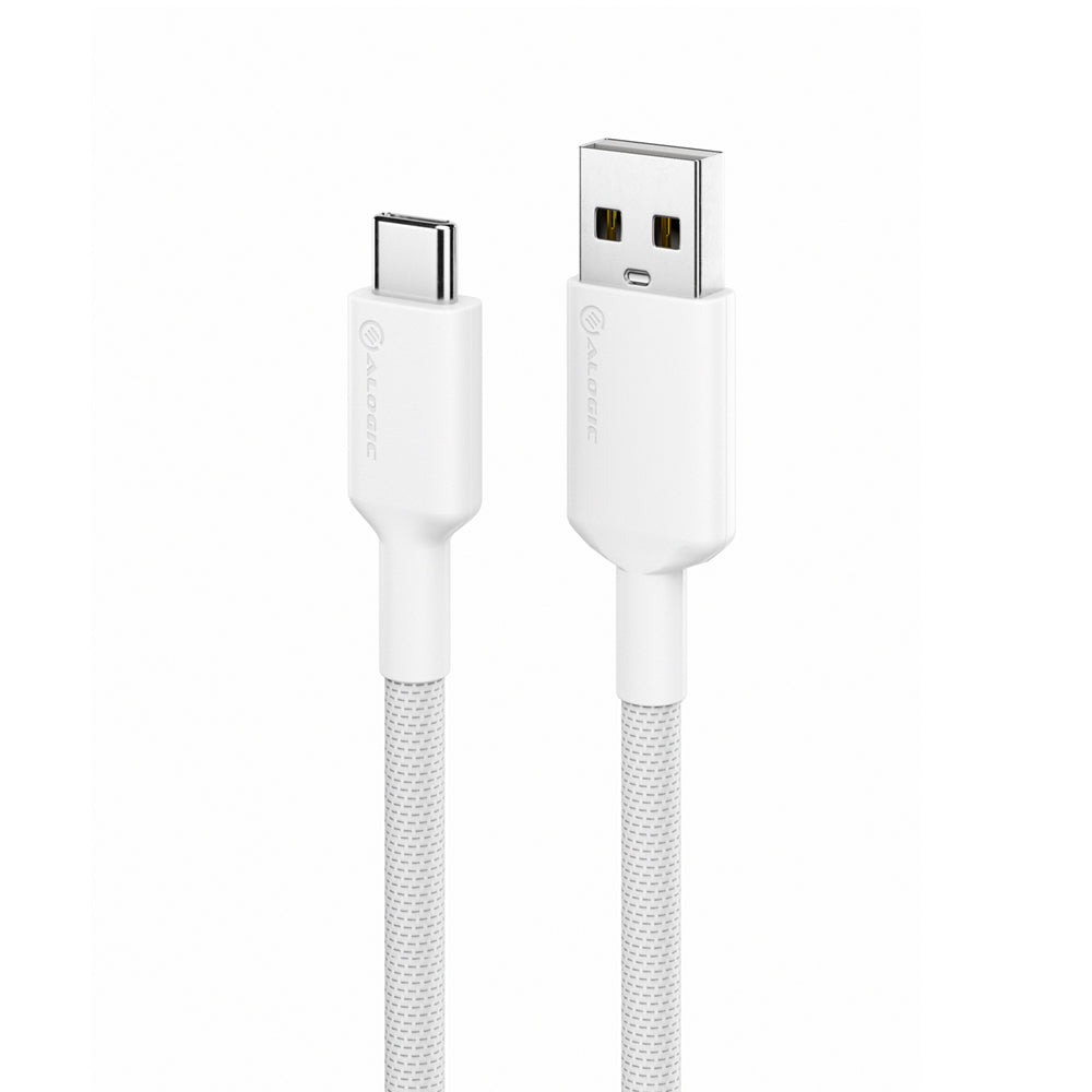 Alogic Charge & Sync USB-C to USB-A Double Braided Extremely Strong Cable 3ft Elements Pro 480Mbps - White - product image 1 of 5