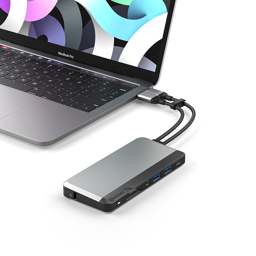 Alogic Docking Station USB-C 10-in-1 Super Dock Dual Monitor 4K Ultra HD 60Hz 2x 4K HDMI Magnetic Connectors Power Delivery 100W - Space Grey - product image 3 of 5