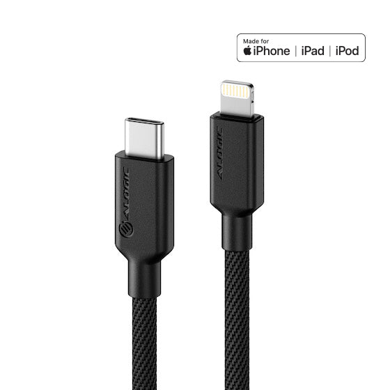 Alogic Charge & Sync USB-C to Lightning MFI Double Braided Extremely Strong Cable 6ft Elements Pro 480Mbps - Black - product image 1 of 2