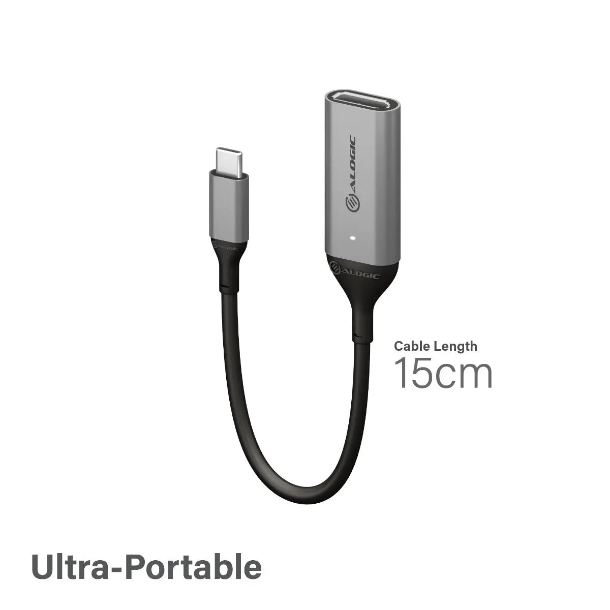 Alogic Alogic USB-C to DisplayPort Cable 3ft 4K Ultra HD with Smart LED - Space Grey