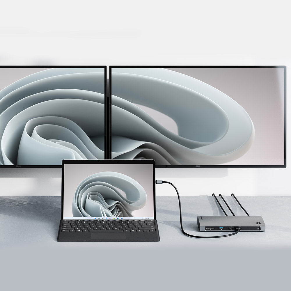 Alogic Docking Station USB-C Dual Monitor Thunderbolt 4 3x 4K Ultra HD 60Hz 60W Power Delivery Fast Data 40Gbps Blaze - Space Grey - product image 4 of 5