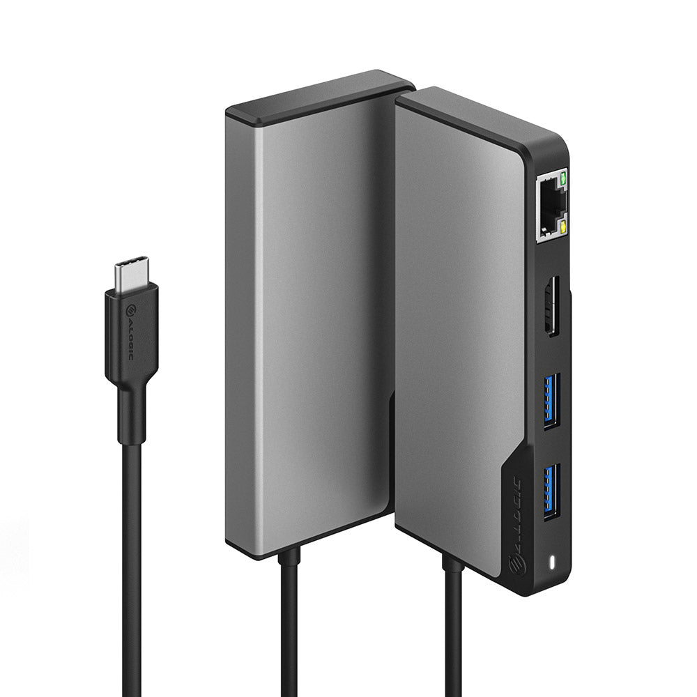 Alogic Hub 5-in-1 USB-C 2x USB-A 3.1 HDMI 4K Ultra HD 60Hz RJ45 Gigabit USB-C 100W Power Pass Through  Fusion Alpha V2 - Space Grey - product image 1 of 5