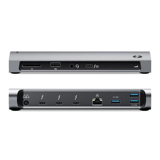 Alogic Docking Station USB-C Dual Monitor Thunderbolt 4 3x 4K Ultra HD 60Hz 60W Power Delivery Fast Data 40Gbps Blaze - Space Grey - product image 1 of 5