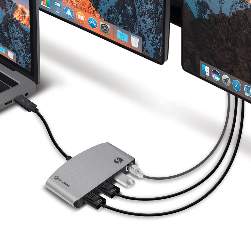 Alogic Docking Station USB-C Dual Monitor Thunderbolt 3 2x DisplayPort 4K Ultra HD 60Hz 60W Power Delivery - Space Grey - product image 3 of 3