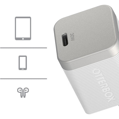 OtterBox Wall Charger 1 Port 30W GaN USB-C Fast Charge Premium Pro Rugged - White - product image 5 of 5