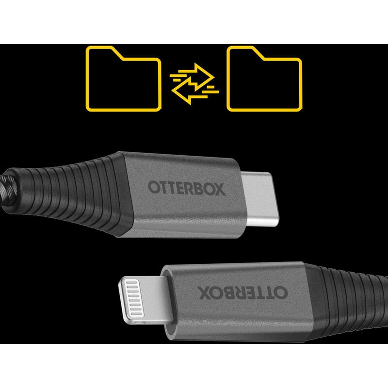 OtterBox Charge & Sync Lightning MFI to USB-C Premium Cable 6ft - Black - product image 2 of 5