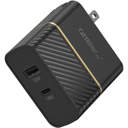 OtterBox Wall Charger 2 Ports 30W - 1x18W USB-C & 1x12W USB-A Rugged - Black - product image 1 of 5