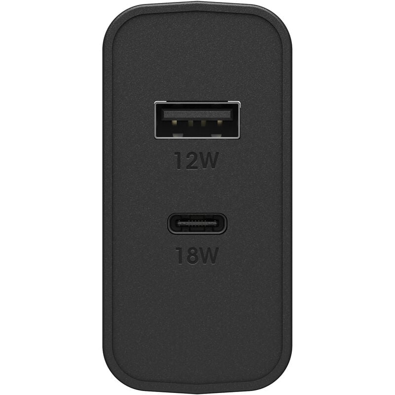 OtterBox Wall Charger 2 Ports 30W - 1x18W USB-C & 1x12W USB-A Rugged - Black - product image 2 of 5