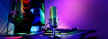 Razer Gaming Microphone Seiren V3 Chroma Supercardioid Condenser Mic Multi-Function Tap to Mute Sensor Game Reactive Lighting - Black - product image 1 of 5