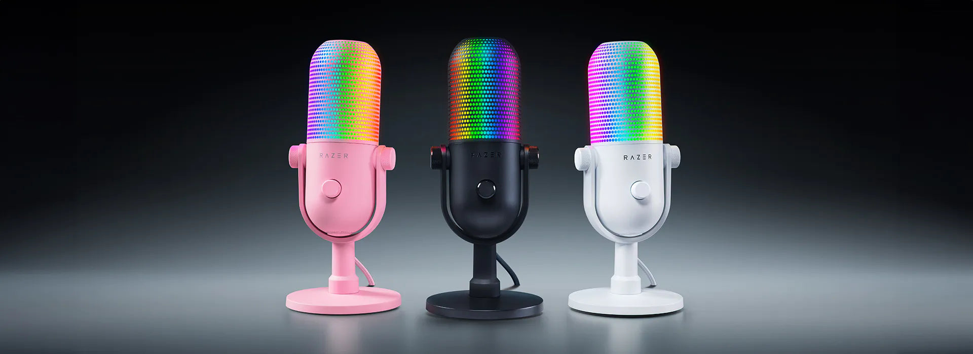 Razer Gaming Microphone Seiren V3 Chroma Supercardioid Condenser Mic Multi-Function Tap to Mute Sensor Game Reactive Lighting - Black - product image 2 of 5