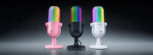 Razer Gaming Microphone Seiren V3 Chroma Supercardioid Condenser Mic Multi-Function Tap to Mute Sensor Game Reactive Lighting - Black - product image 2 of 5