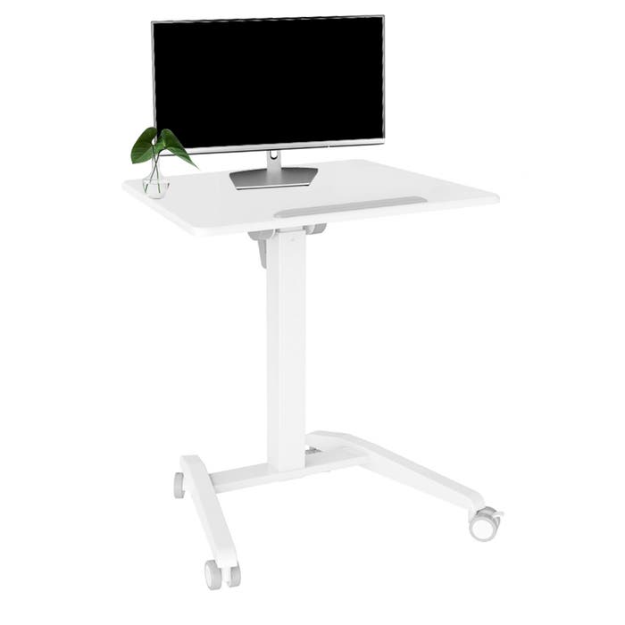 Luxor Mobile Standing Desk Pneumatic Adjustable 28 inch to 42.5 inch Height Foot Pedal with Casters Adjustable Podium Angles - White - product image 1 of 5