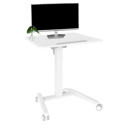Luxor Mobile Standing Desk Pneumatic Adjustable 28 inch to 42.5 inch Height Foot Pedal with Casters Adjustable Podium Angles - White - product image 1 of 5