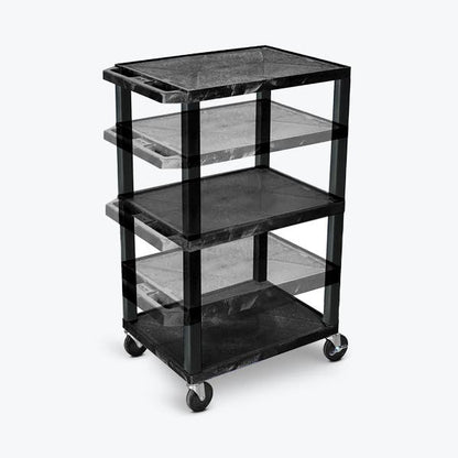 Luxor AV Cart 32in Molded Plastic 3 Shelves HDPE (high-density polyethylene) up to 300lbs Casters with Locking Ergonomic Push Handle - Black - product image 1 of 1